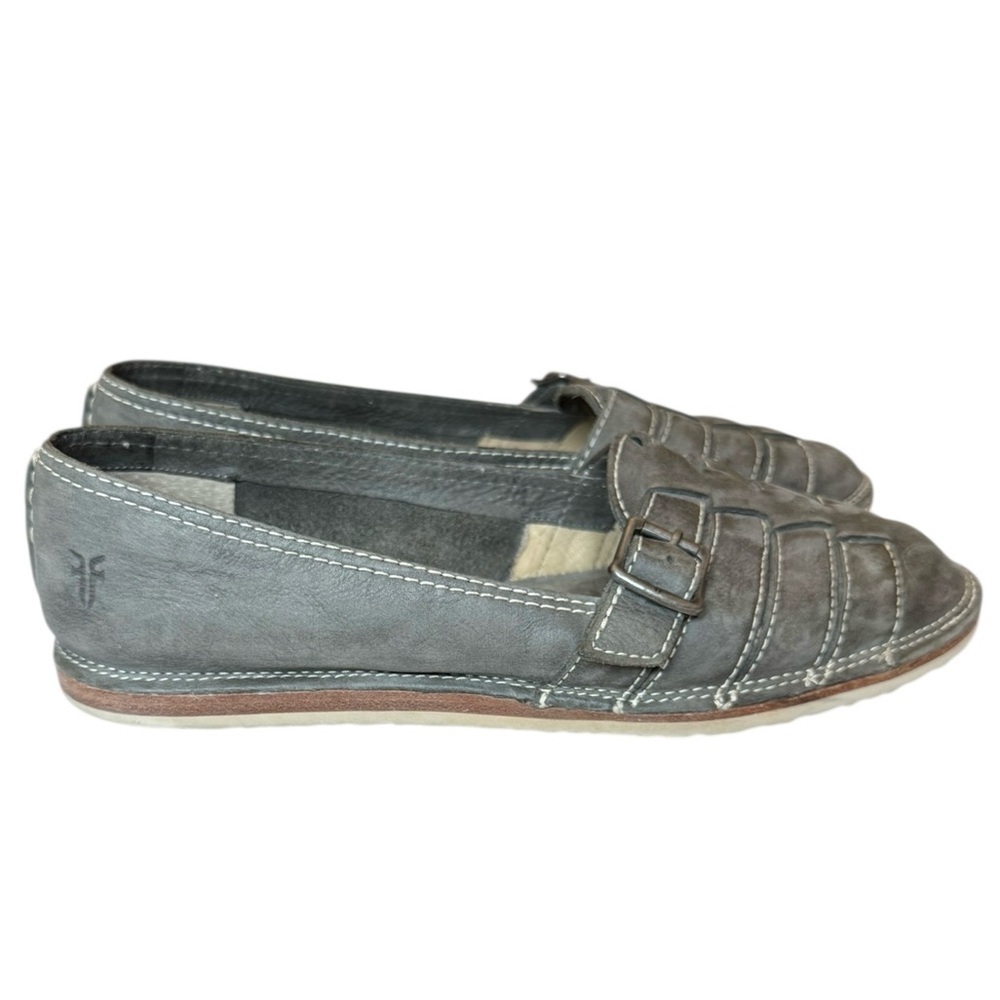 Frye Milly Fisherman Women's Charcoal Leather Slip-on Leather Flats Size 9.5 - Picture 3 of 11